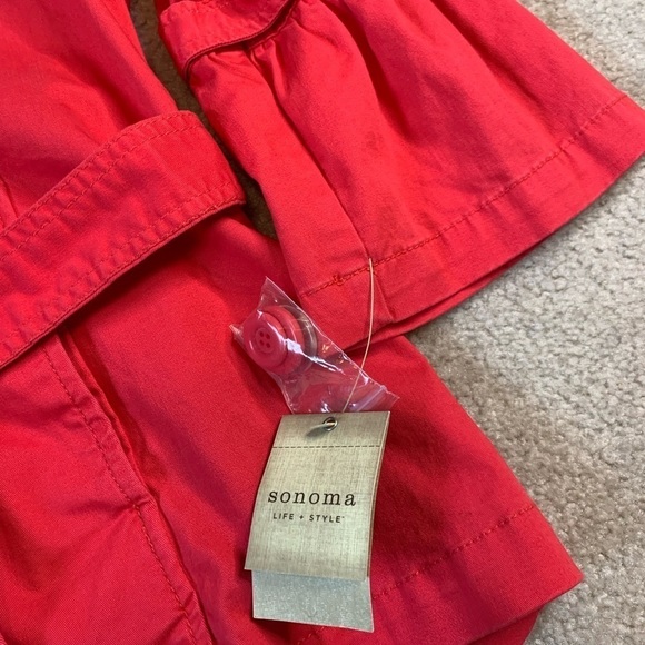 NWT Sonoma Women Belted Double Breasted Red Jacket Size Medium 3/4 Sleeve - Picture 3 of 7
